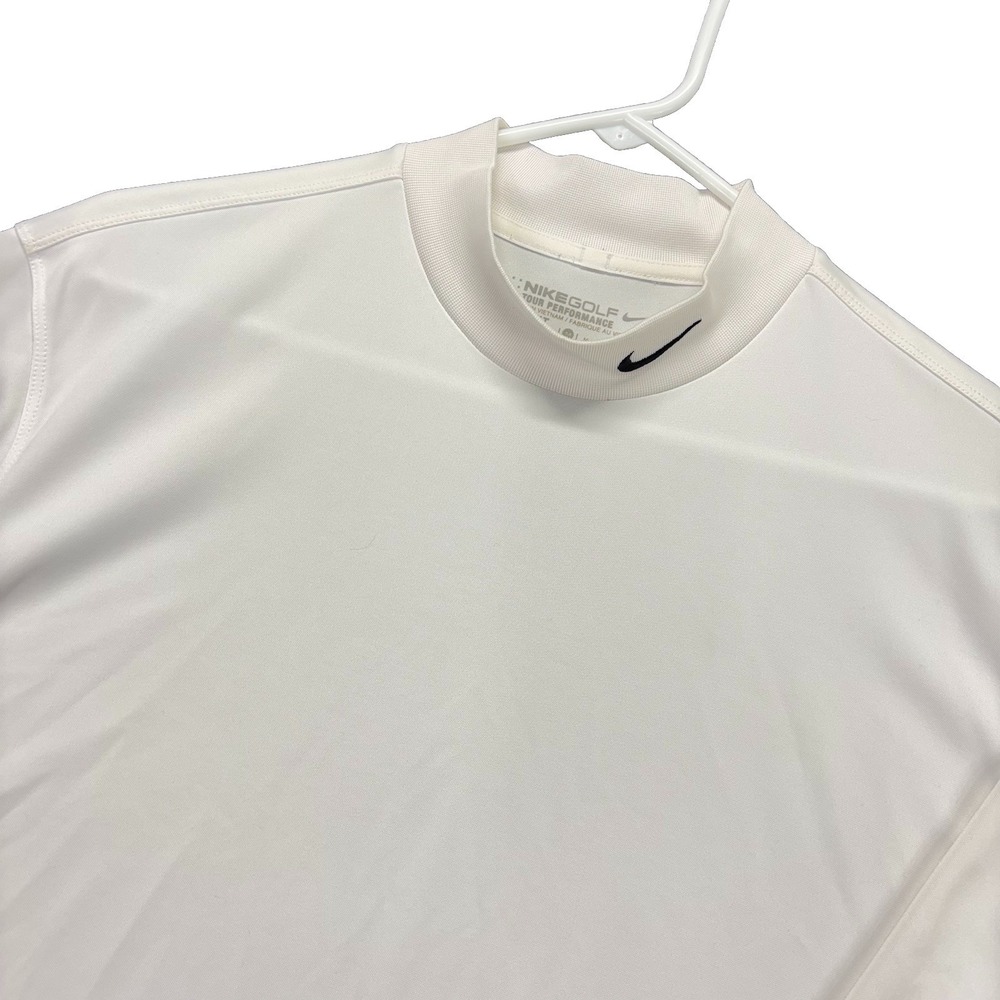 Nike Golf Tour Performance Dri Fit Shirt Mens M Blade Collar White Long Sleeve